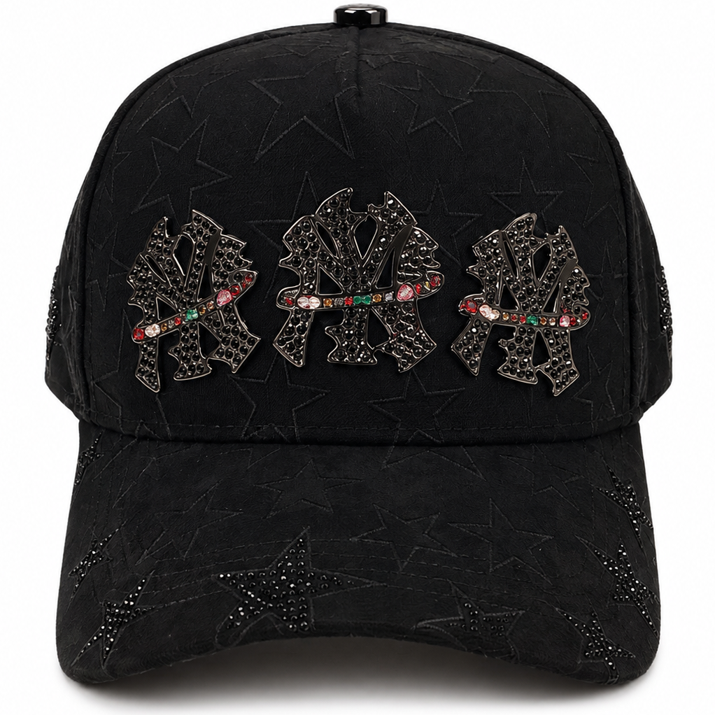 Rich Hours Black Star Rhinestone Cap – front view