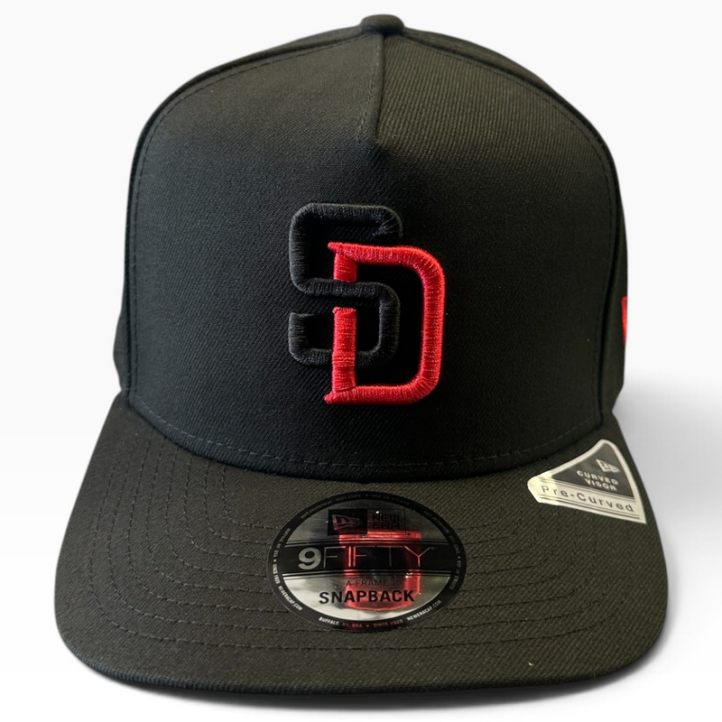 San Diego Padres black and red New Era 9FIFTY A-Frame snapback hat - side view
