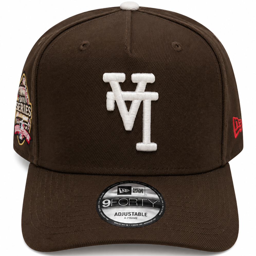 Los Angeles Dodgers brown New Era 9FORTY A-Frame adjustable hat - back view