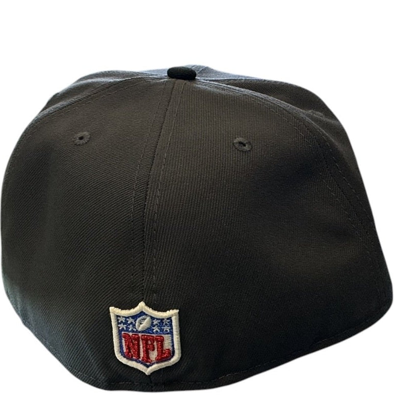 Las Vegas Raiders black and cream New Era 59FIFTY fitted hat - back view
