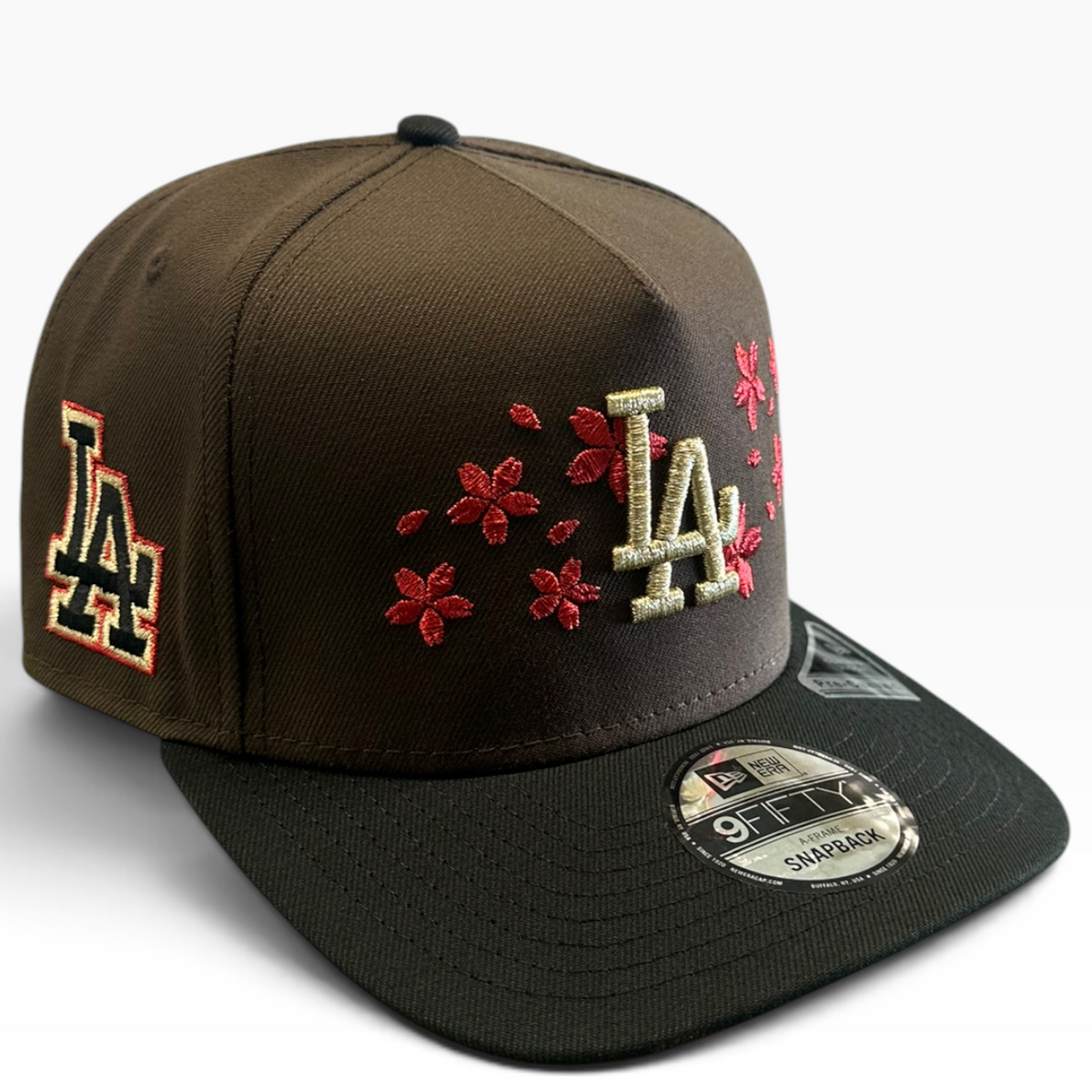 Los Angeles Dodgers Brown & Black Cherry Blossom New Era 9FIFTY A-Frame snapback hat - back view