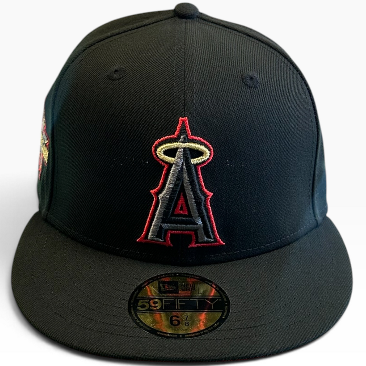 Los Angeles Angels Black/Red New Era 59FIFTY fitted hat - side view