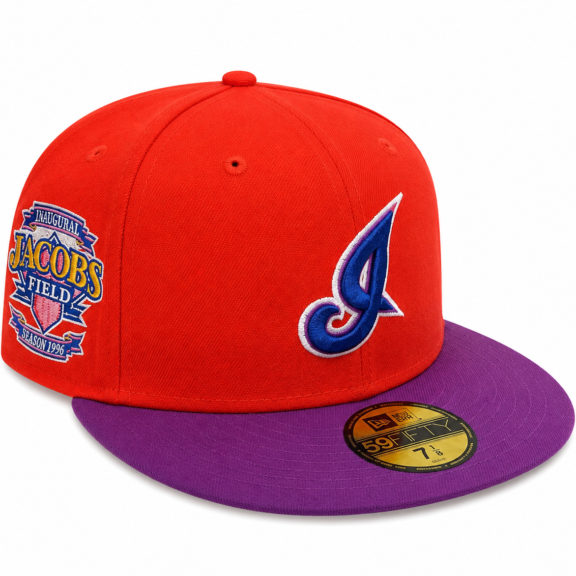 Cleveland Indians Red & Purple New Era 59FIFTY fitted hat - front view