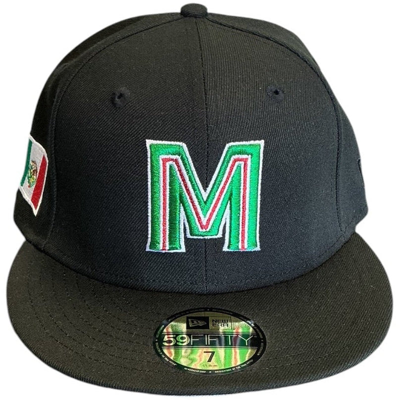 Mexico Baseball black Mexican flag New Era 59FIFTY fitted hat - front view