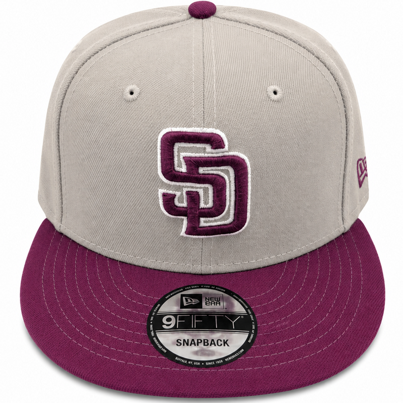 New Era San Diego Padres Gray & Maroon 9FIFTY Snapback Hat – front view