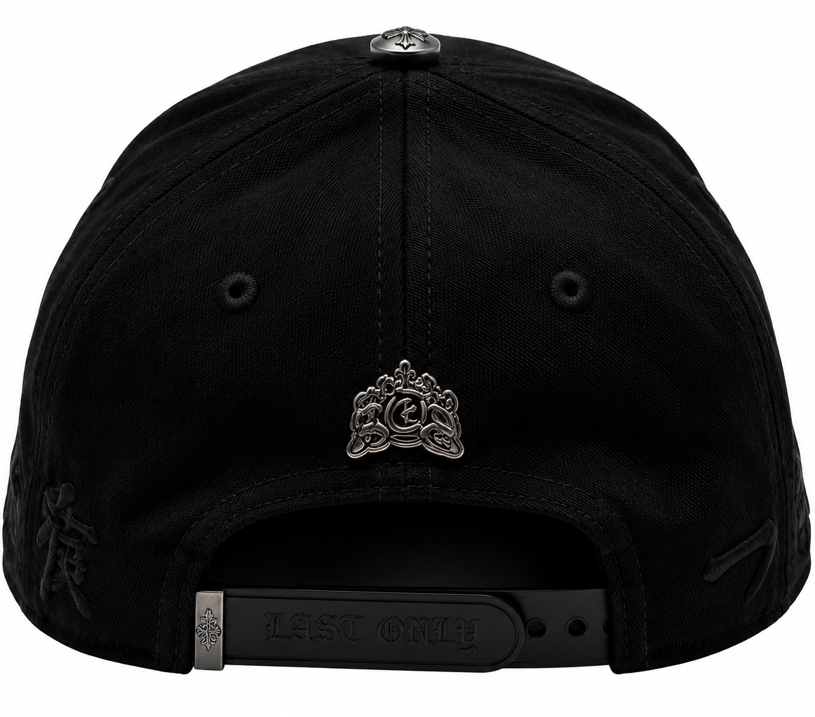 Black Rhinestone Flower Suede Brim Snapback Hat