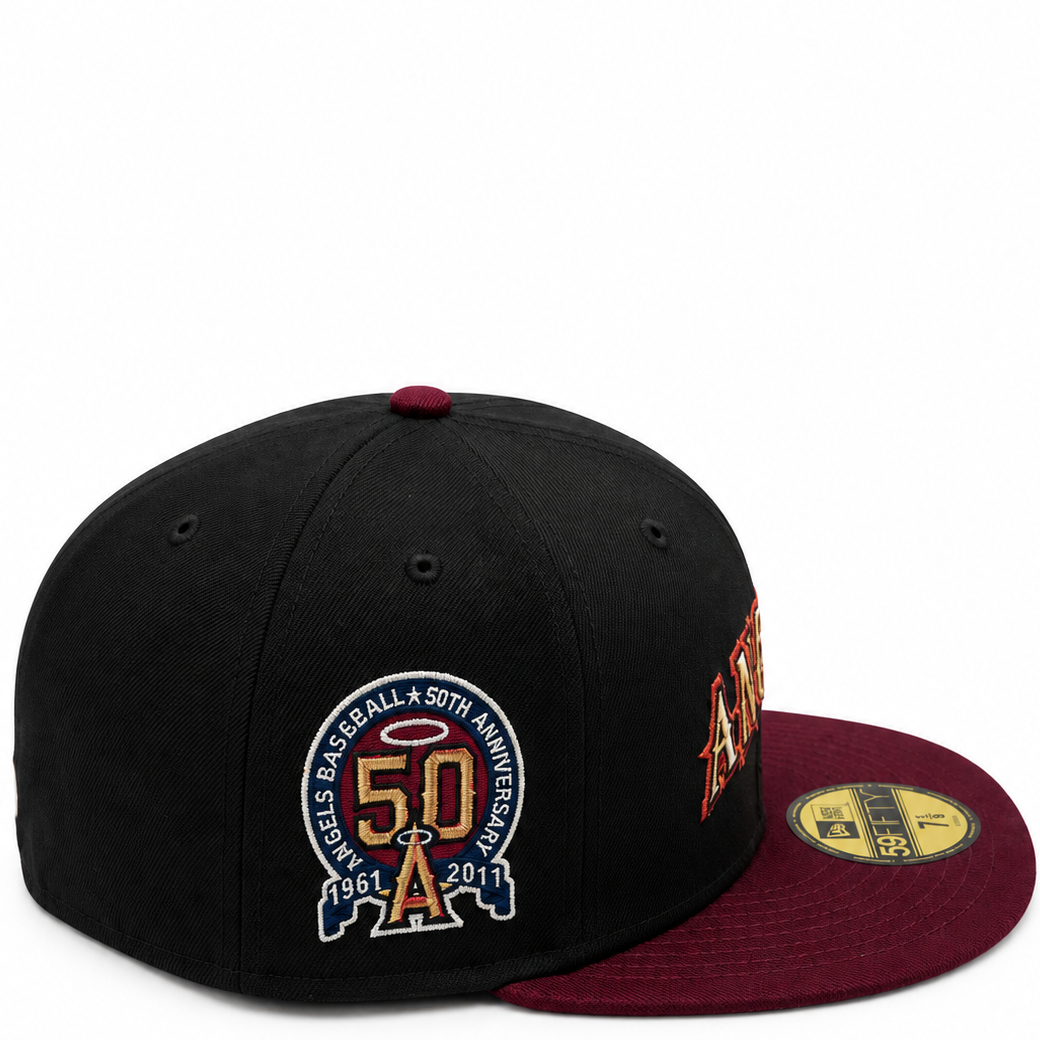 New Era Los Angeles Angels 50th Anniversary Black & Maroon 59FIFTY Fitted Hat