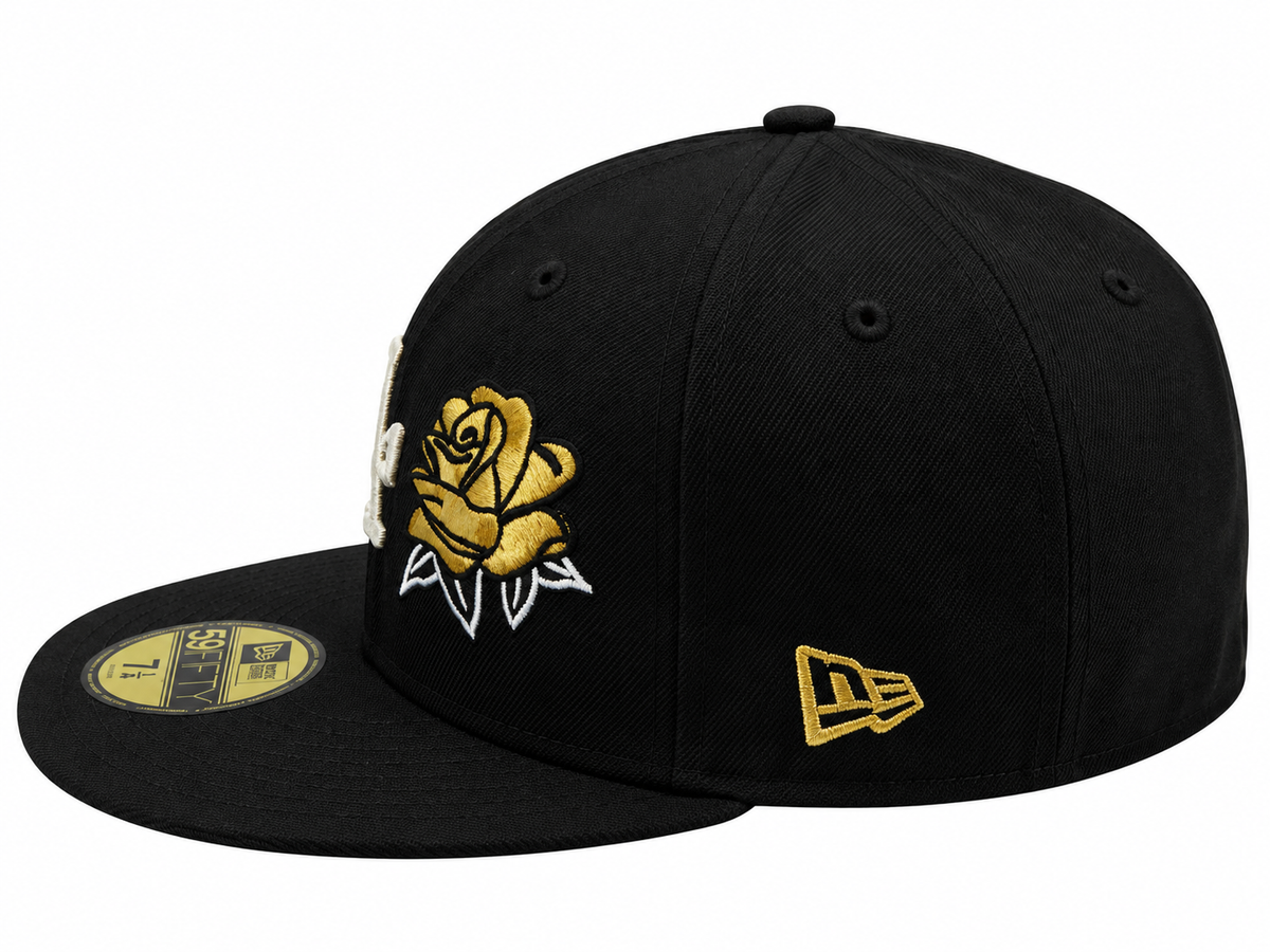 New Era Los Angeles Dodgers Black & Gold Rose 2025 World Series Champions 59FIFTY Fitted Hat