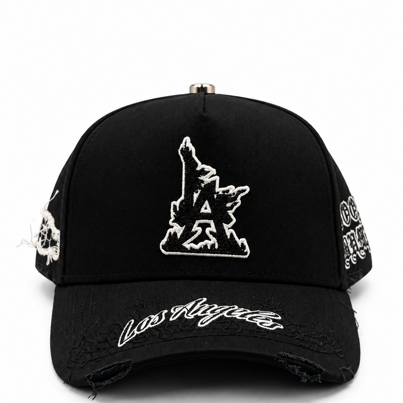 Los Angeles Black & White Goose Bumps Embroidered Snapback Hat