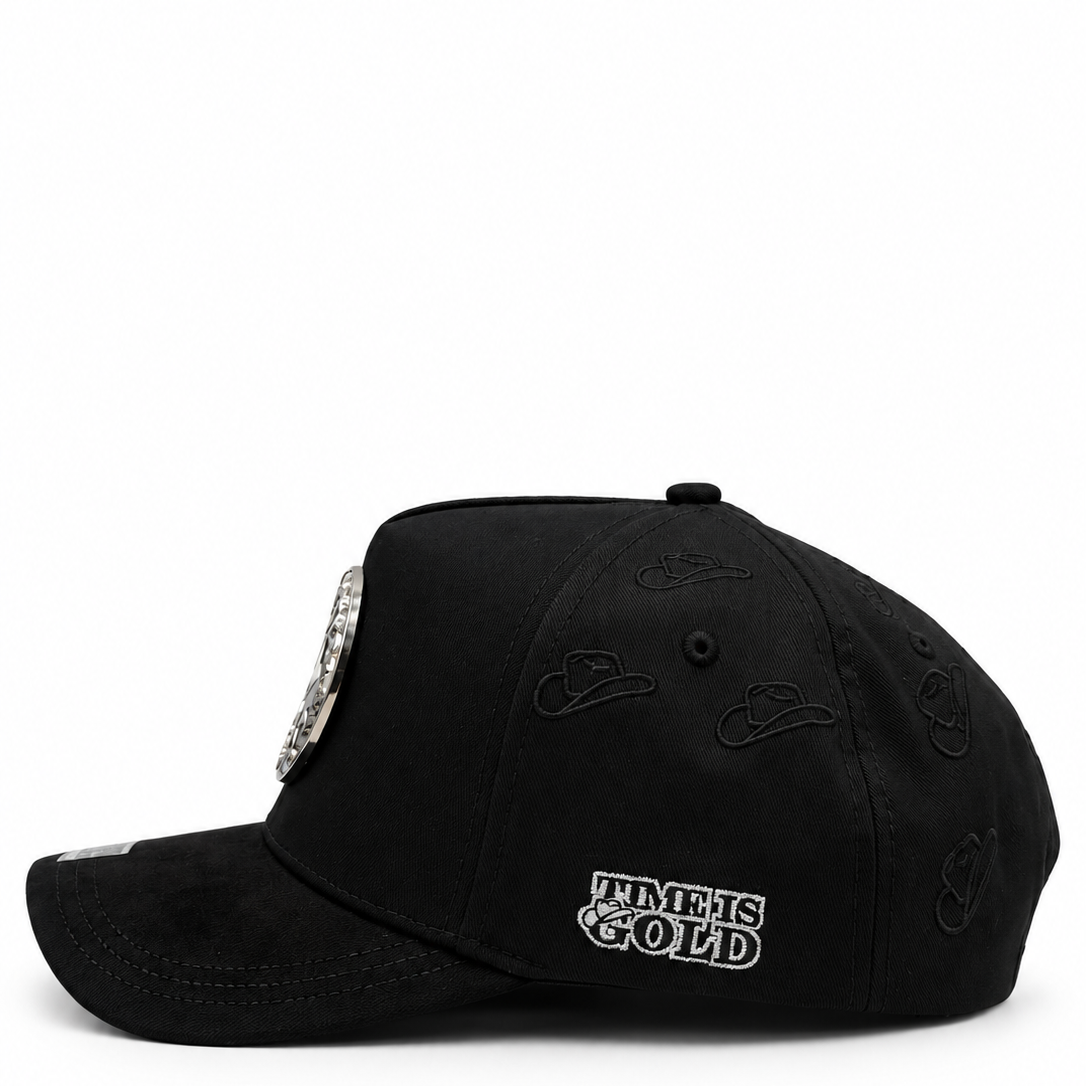 MZ By Mazatess Black Cowboy Luxury Rhinestone Snapback Hat
