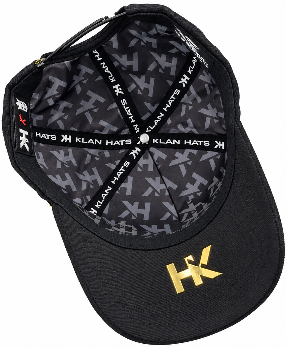 Black & Gold Los Angeles LA Cross Rhinestone Snapback Hat