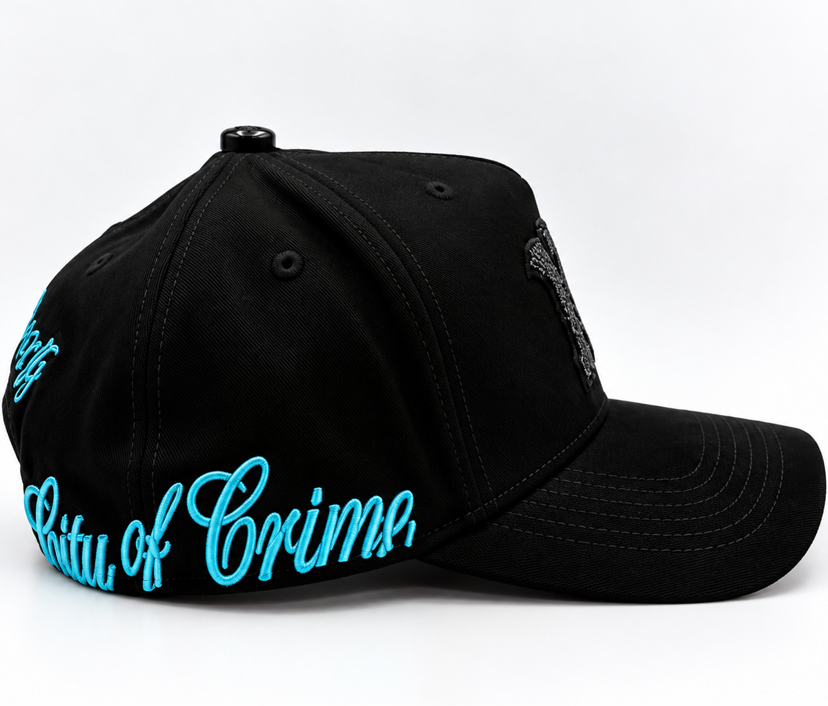Cash Only New York Yankees Black Rhinestone & Turquoise Embroidered Adjustable Hat
