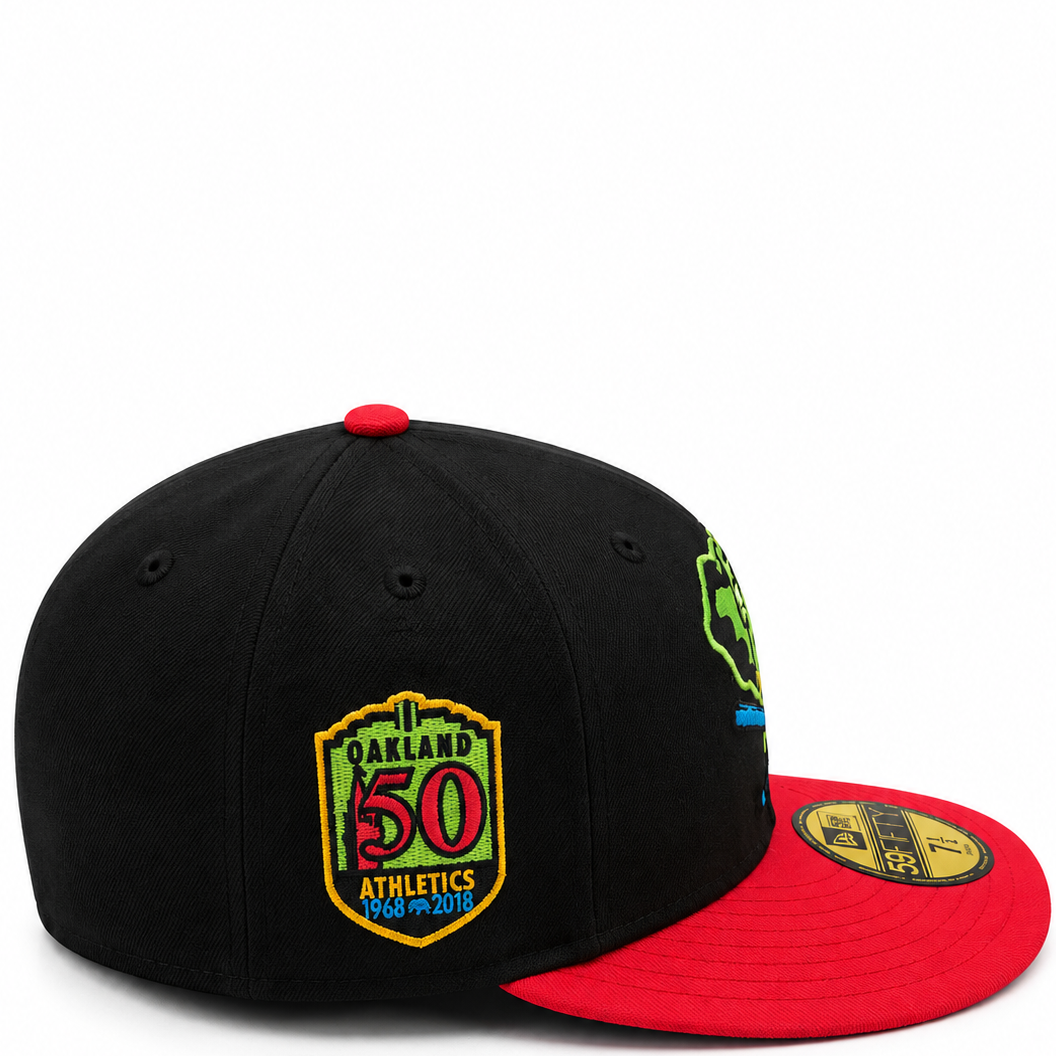 New Era Oakland Athletics Elephant Logo 50th Anniversary Black & Red 59FIFTY Fitted Hat