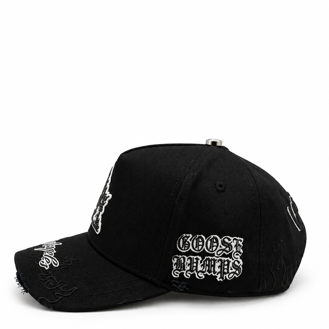 Los Angeles Black & White Goose Bumps Embroidered Snapback Hat
