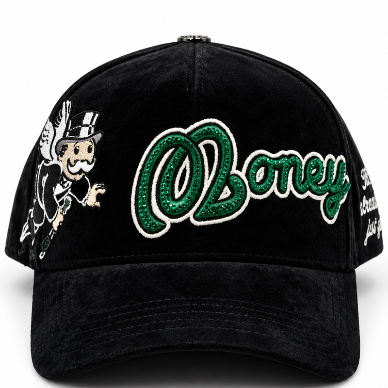 Cash Only Black & Green Embroidered Snapback Hat