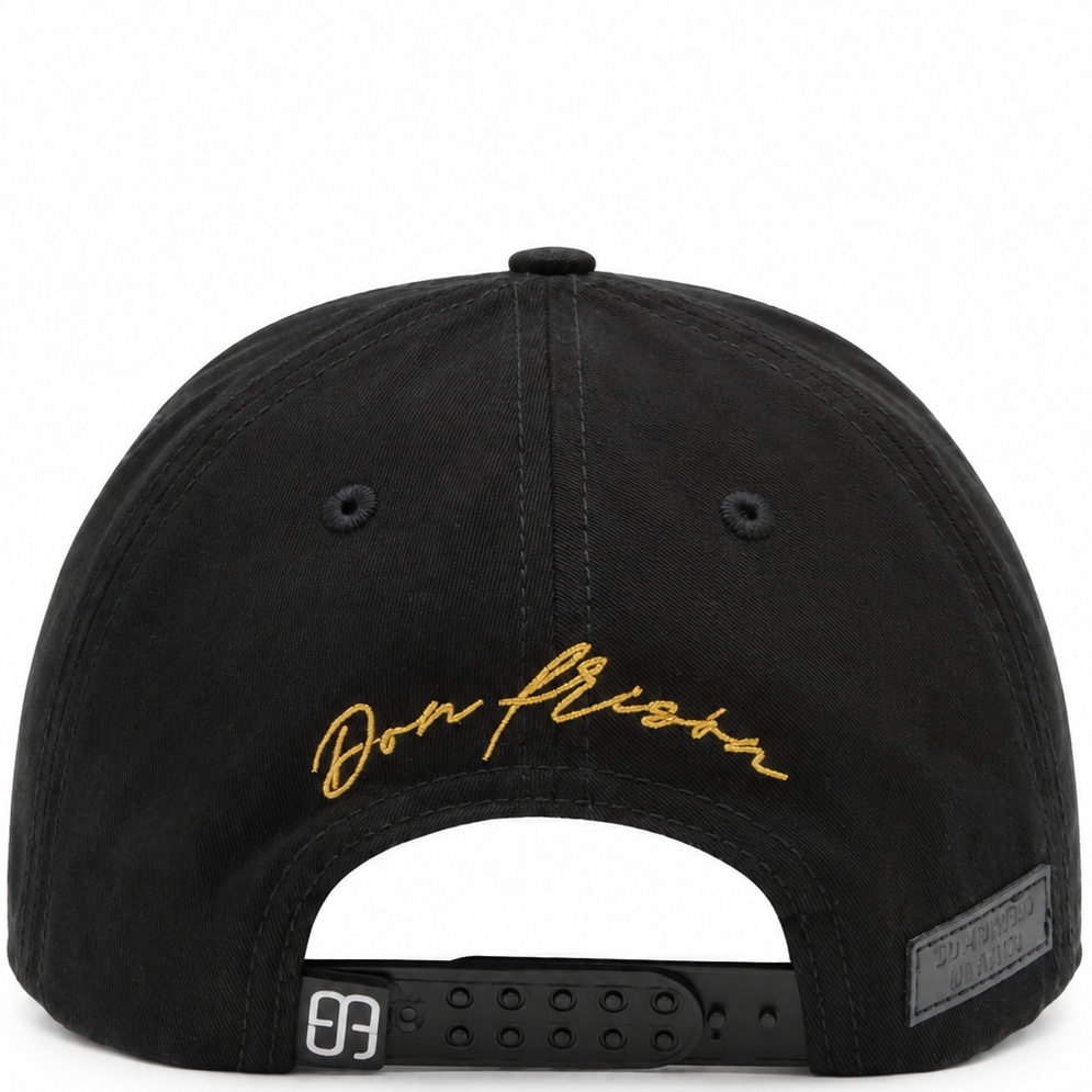 Black Horse Gold Emblem Suede Brim Snapback Hat