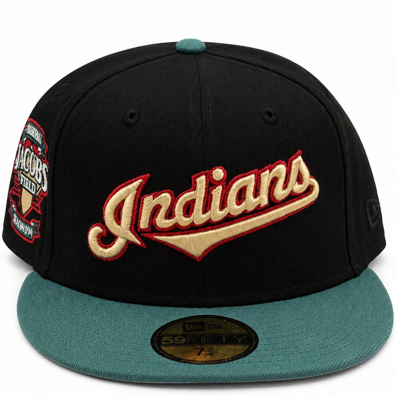 New Era Cleveland Indians Black & Teal 59FIFTY Fitted Hat