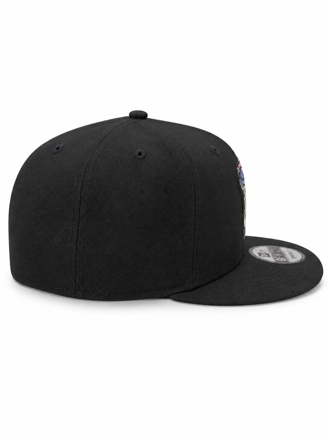 LA Dodgers Sugar Skull black 9FIFTY snapback hat – rear three-quarter view with embroidered sugar skull side patch