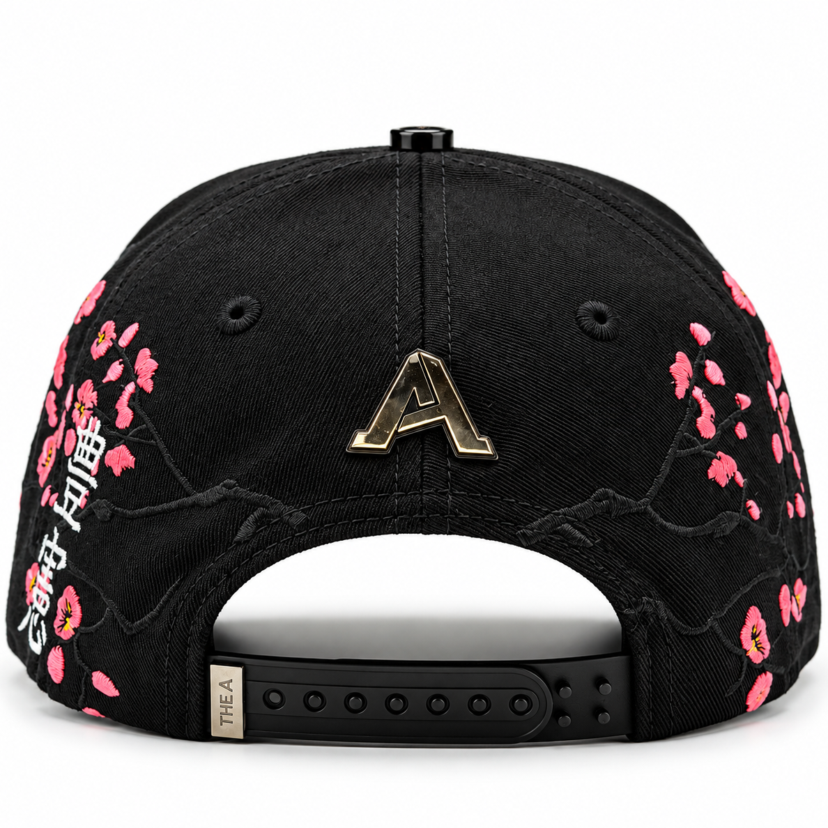 Black Buddha Cherry Blossom Embroidered Snapback Hat