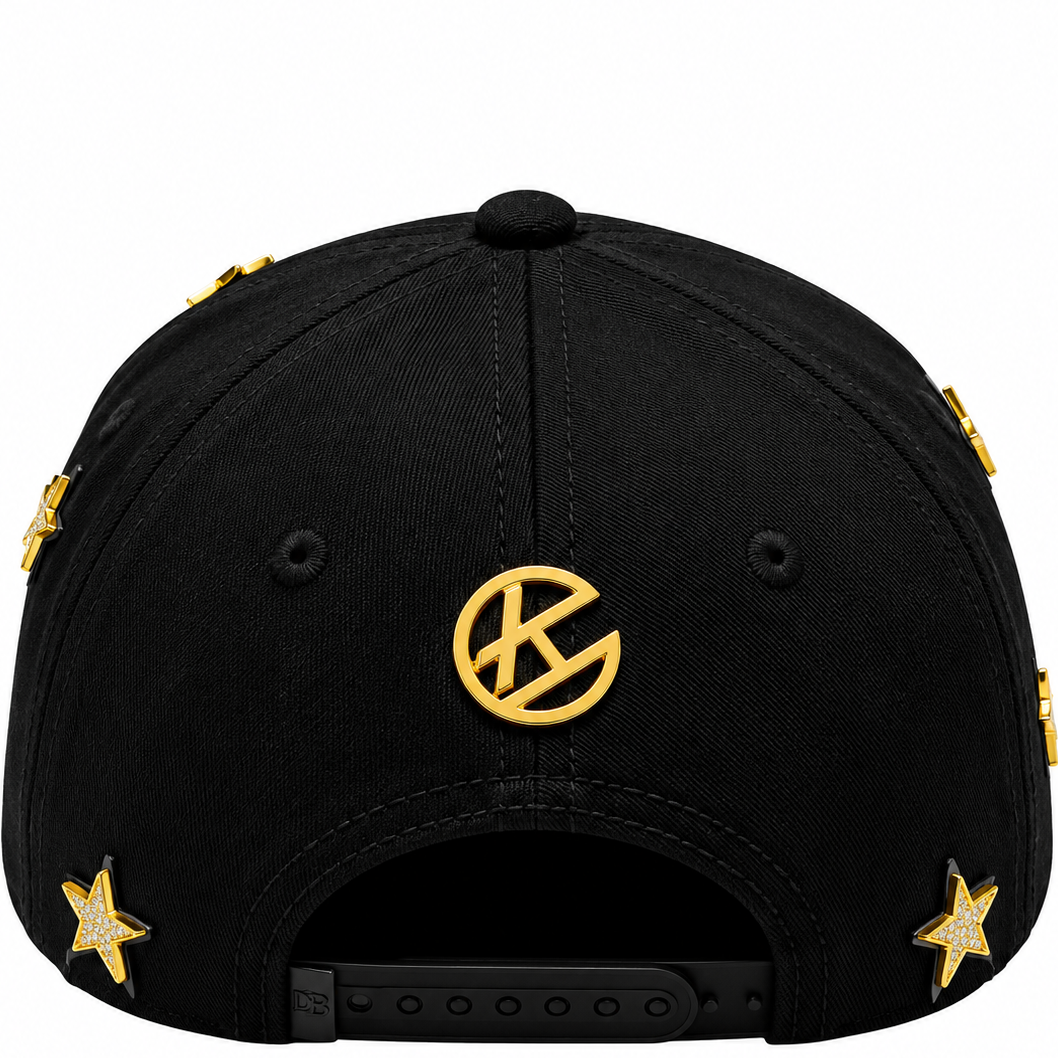 Black NY Rhinestone & Gold Star Snapback Hat