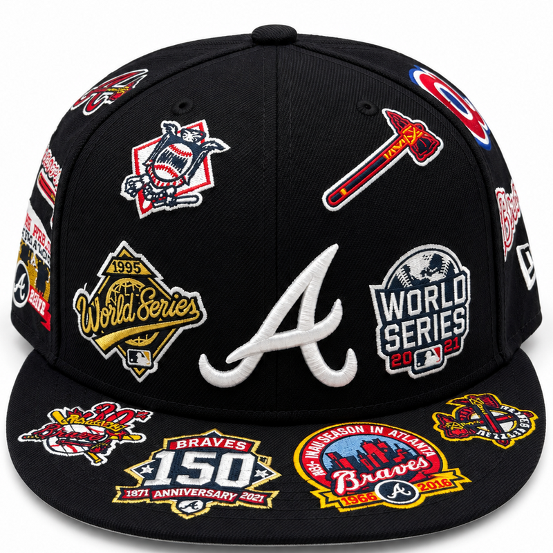 New Era Atlanta Braves All-Over Patch Black 59FIFTY Fitted Hat