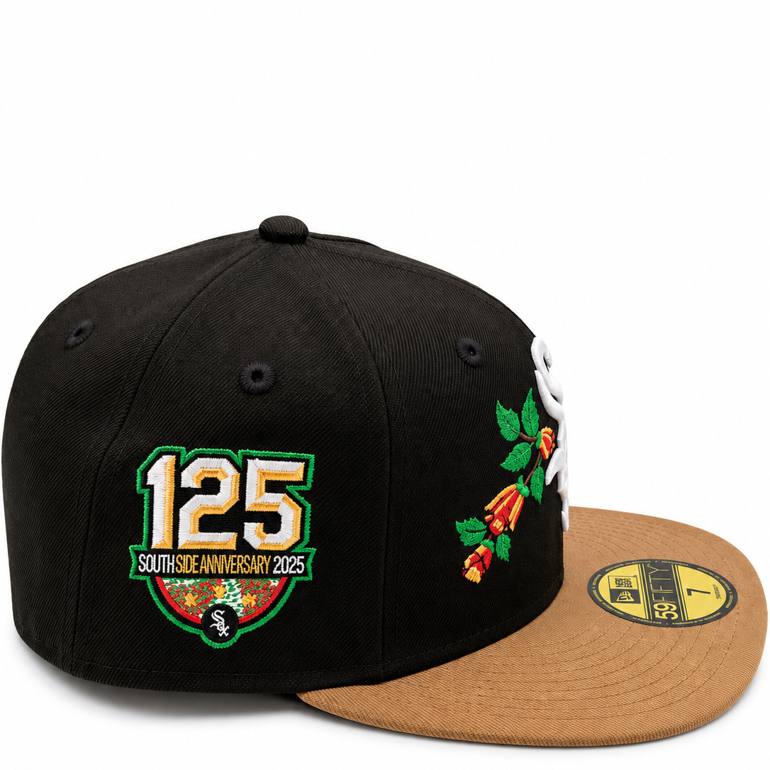 New Era Chicago White Sox 125th Anniversary Floral 59FIFTY Fitted Hat – Black/Tan