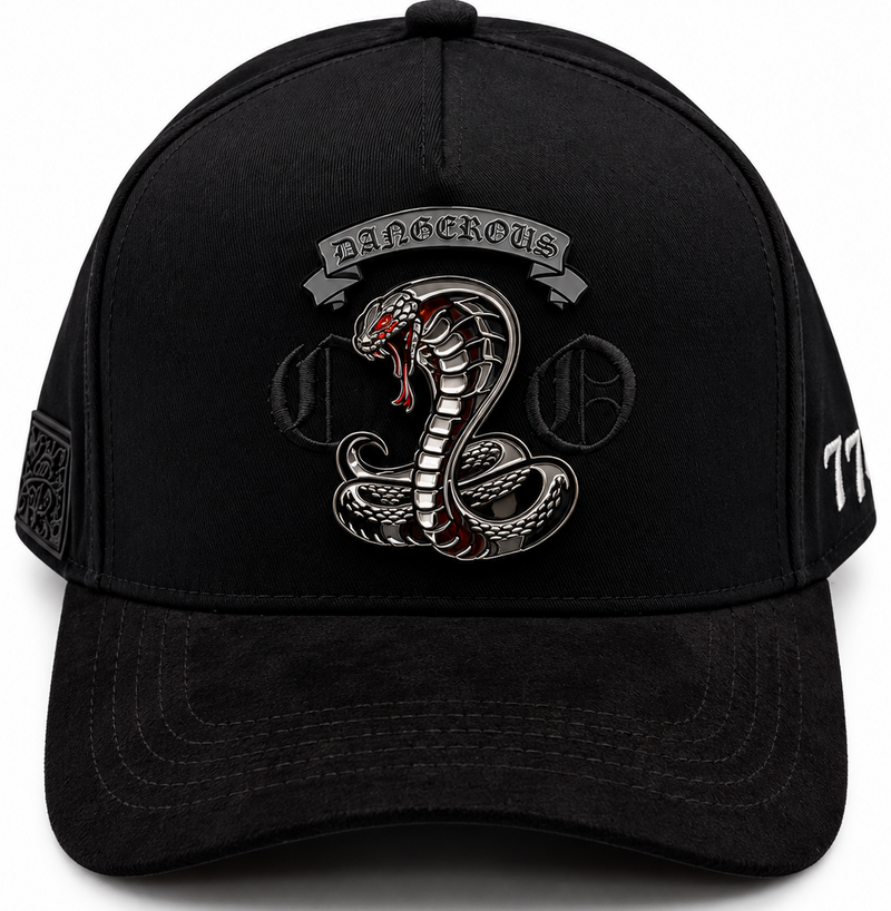 Cash Only Dangerous Cobra Black Suede Snapback Hat