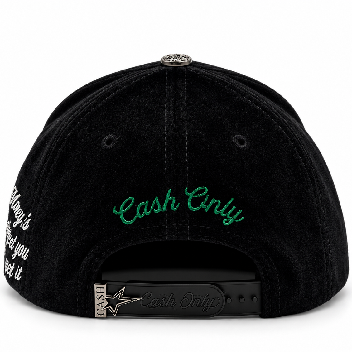 Cash Only Black & Green Embroidered Snapback Hat