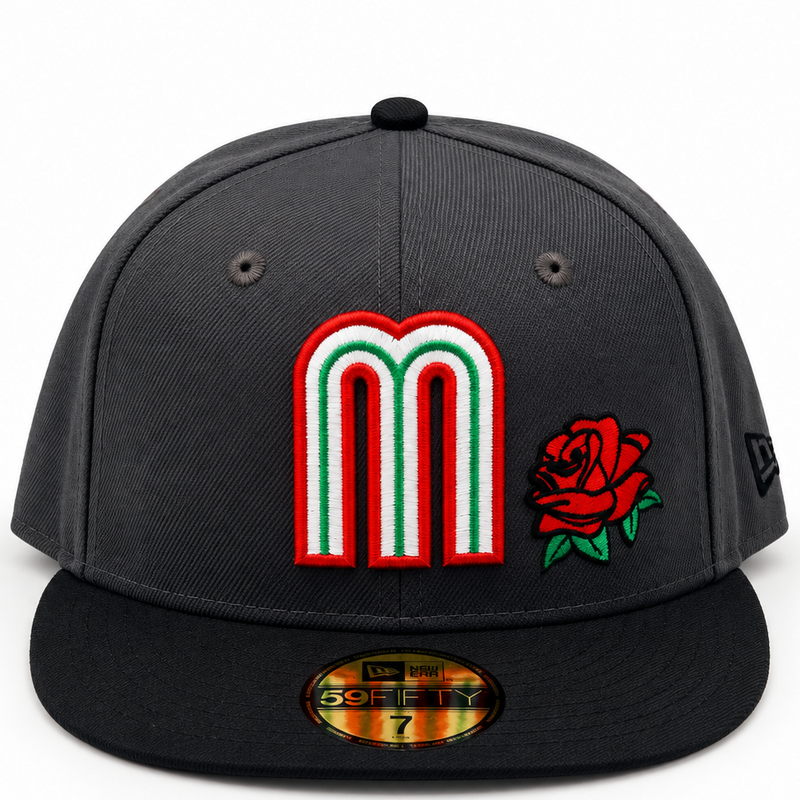 New Era Mexico Rose Logo Charcoal Black 59FIFTY Fitted Hat