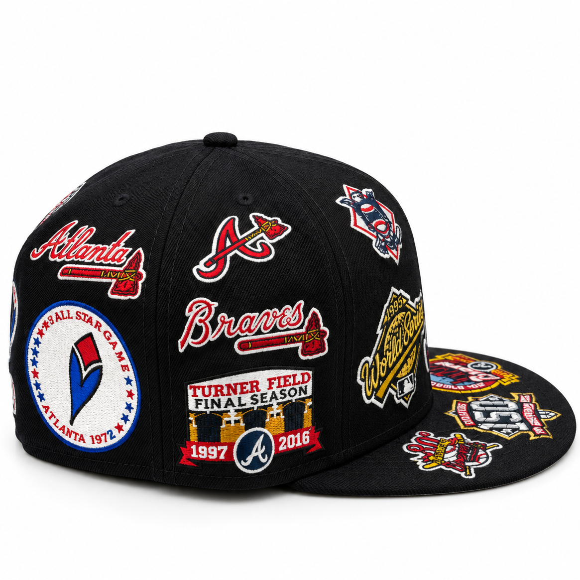 New Era Atlanta Braves All-Over Patch Black 59FIFTY Fitted Hat