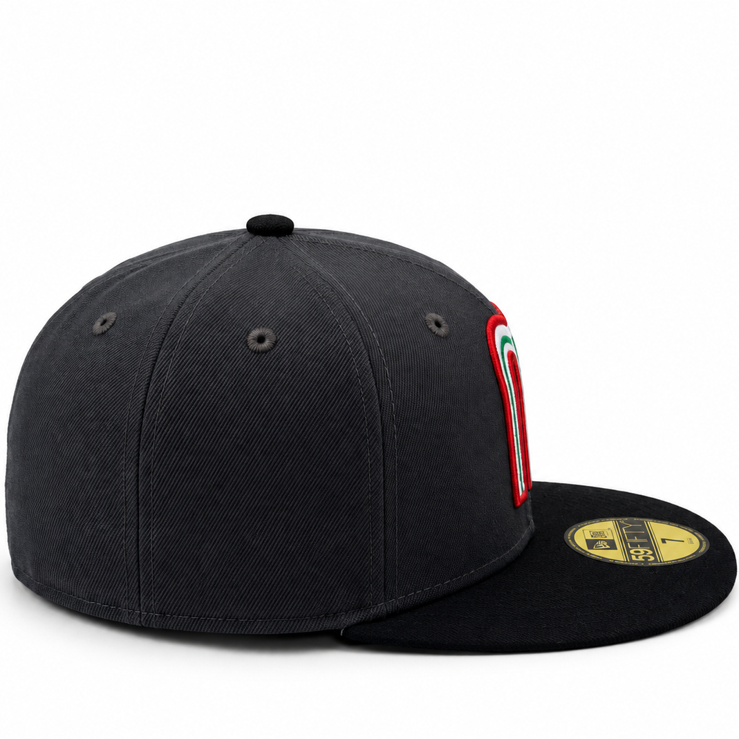 New Era Mexico Rose Logo Charcoal Black 59FIFTY Fitted Hat