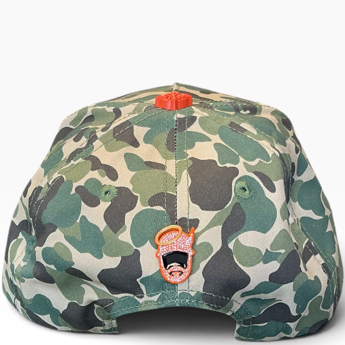 Barbas camo orange cross hat with raised crosses - side view