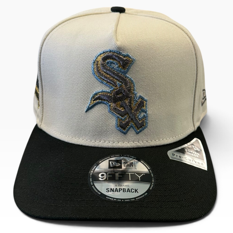 Chicago White Sox cream and black New Era 9FIFTY A-Frame snapback hat - side view