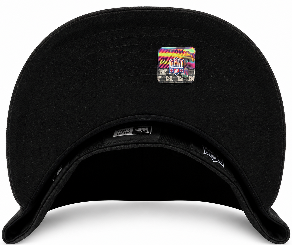Dallas Cowboys black and neon yellow New Era 59FIFTY fitted hat - back view