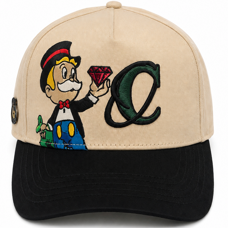 Cash Only Diamond Money Man Tan & Black Snapback Hat – front view