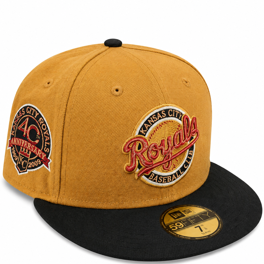Kansas City Royals Gold & Black New Era 59FIFTY fitted hat - front view