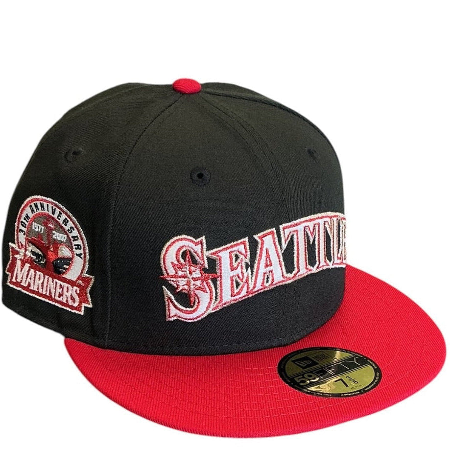 Seattle Mariners black and red 25th Anniversary New Era 59FIFTY fitted hat - side view