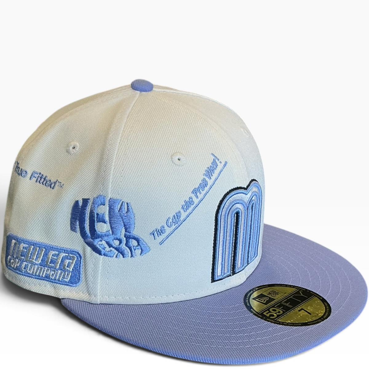 Heritage M Cream & Lavender New Era 59FIFTY fitted hat - back view