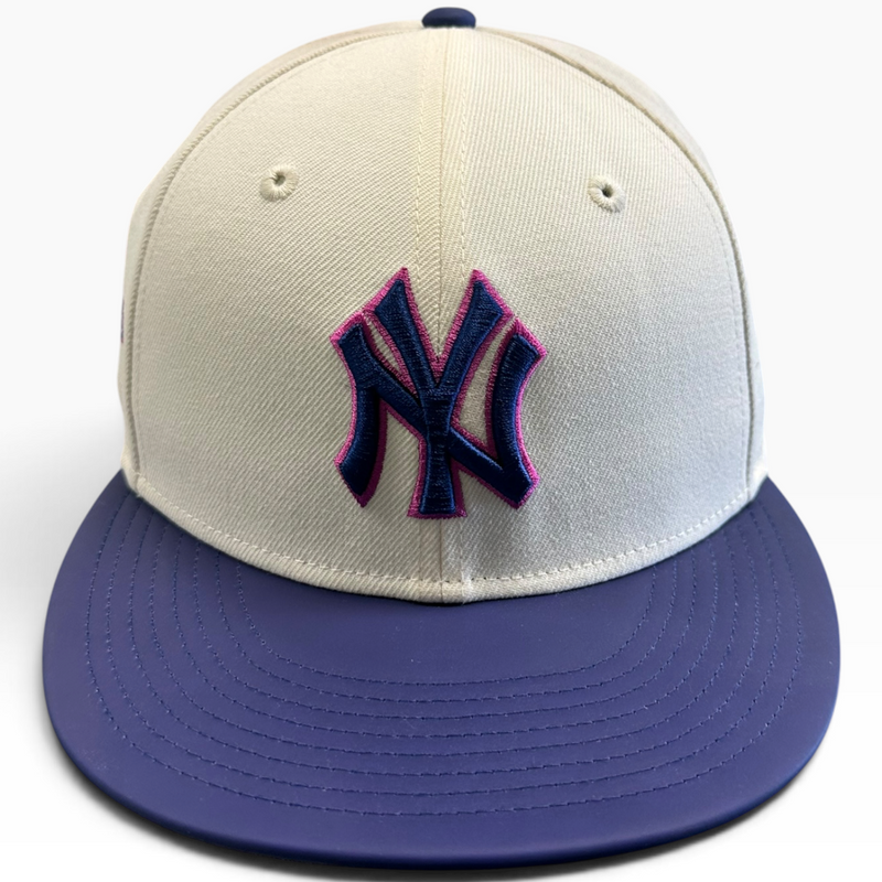 Yankees cream and purple snapback - back view