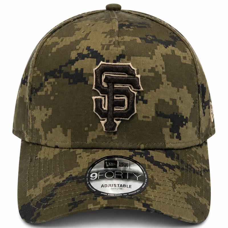San Francisco Giants olive digital camo New Era 9FORTY A-Frame adjustable hat - front view