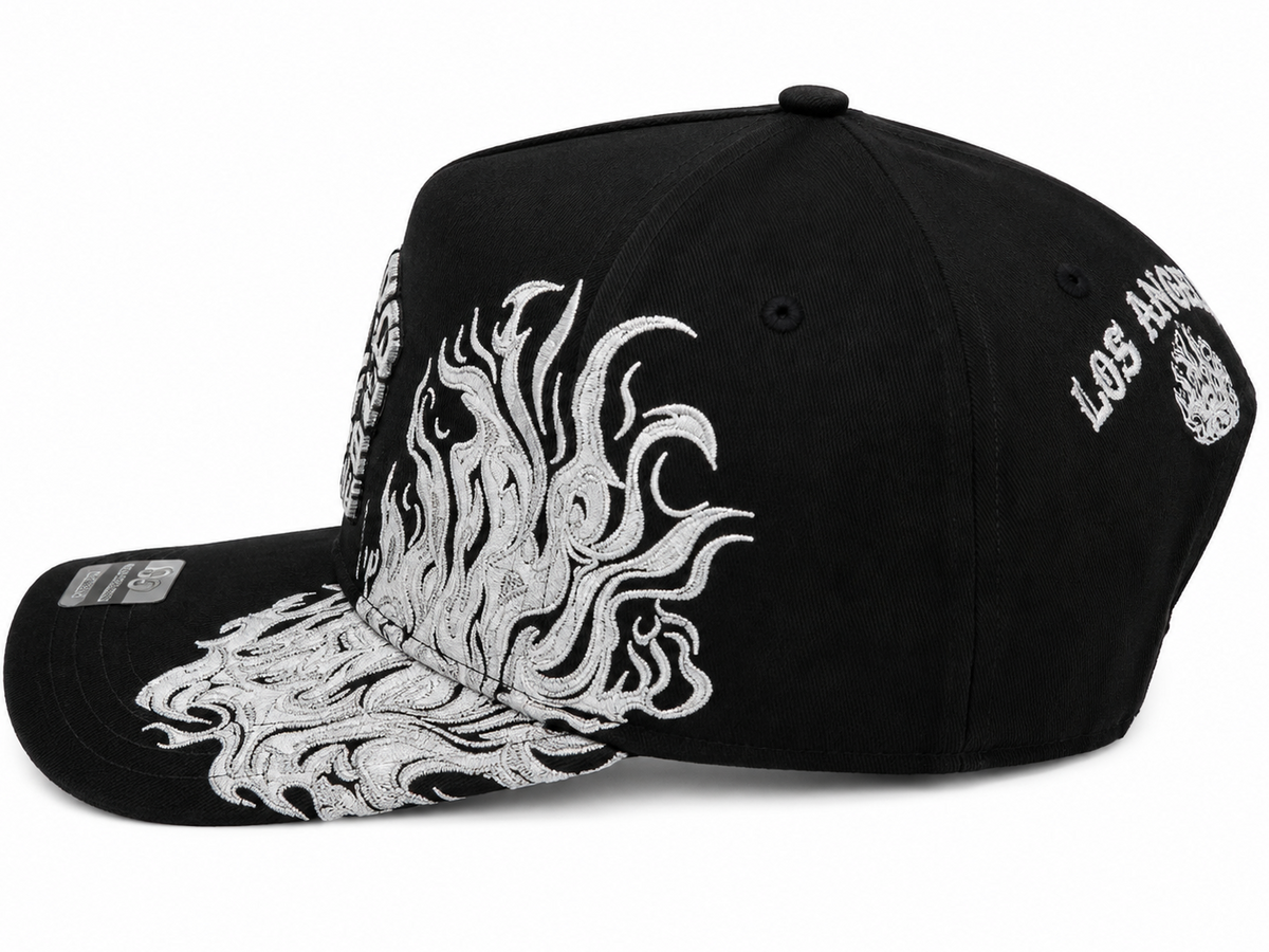 Black LA flame snapback - alternate angle