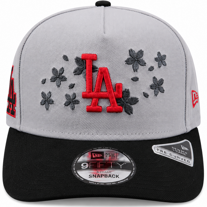 Dodgers floral A-Frame snapback with side LA embroidery - side view