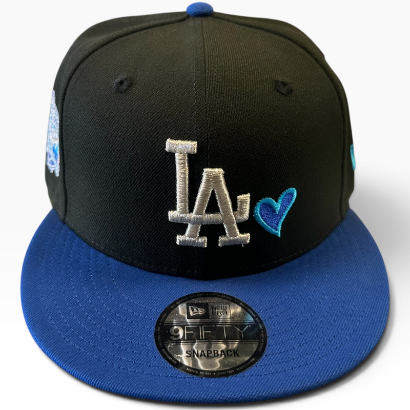 Los Angeles Dodgers black and royal blue New Era 9FIFTY snapback hat - front view