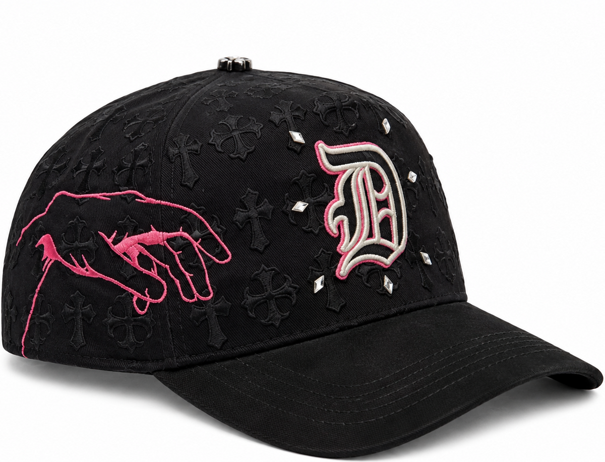 Gothic hands D snapback - back view