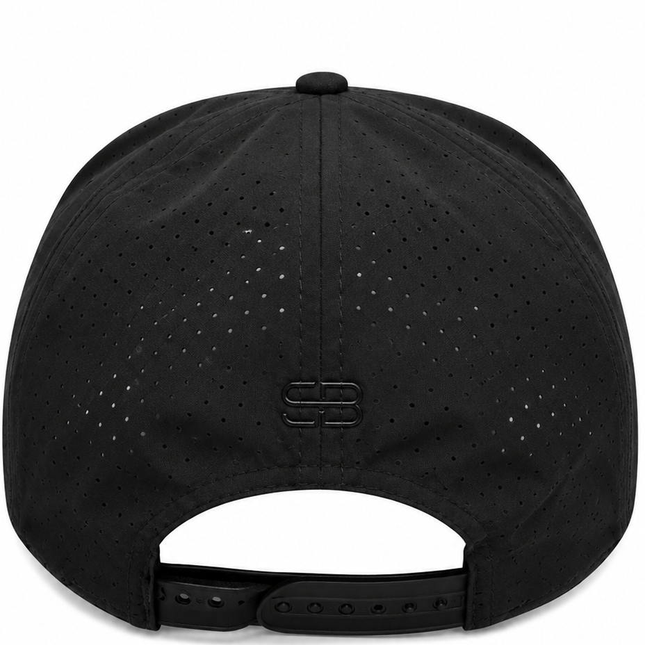 Sombrero Blanco black horseshoe cap with perforated panels - side view