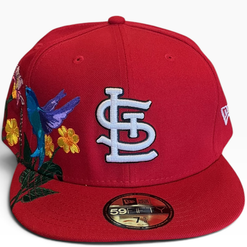 St. Louis Cardinals red Floral Bird New Era 59FIFTY fitted hat - side view