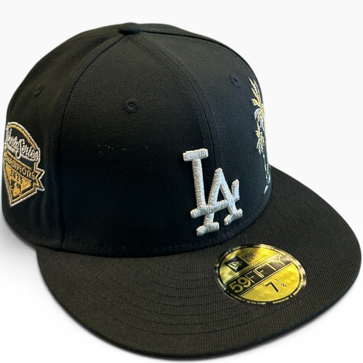 Los Angeles Dodgers Black/Gold New Era 59FIFTY fitted hat - front view