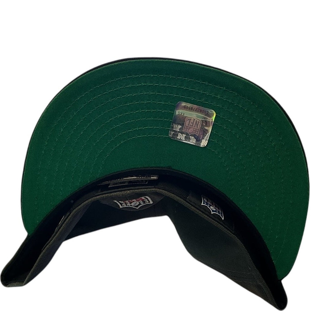 Las Vegas Raiders black and cream New Era 59FIFTY fitted hat - front view