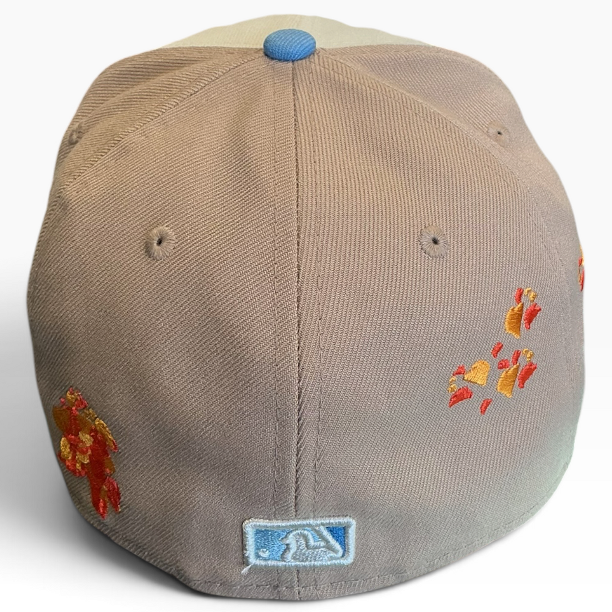 Los Angeles Dodgers cream, tan and blue LA Taco Embroidery New Era 59FIFTY fitted hat - front view