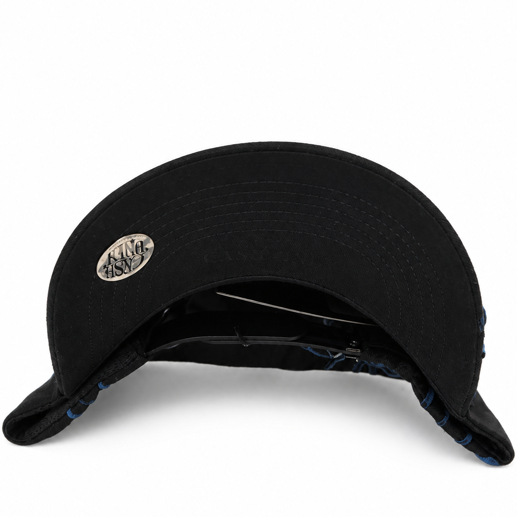 Black and blue LA floral embroidered cap - front view